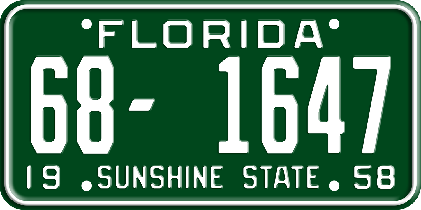 1958 Florida License Plate