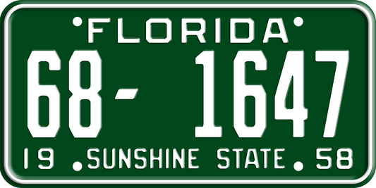 1958 Florida License Plate