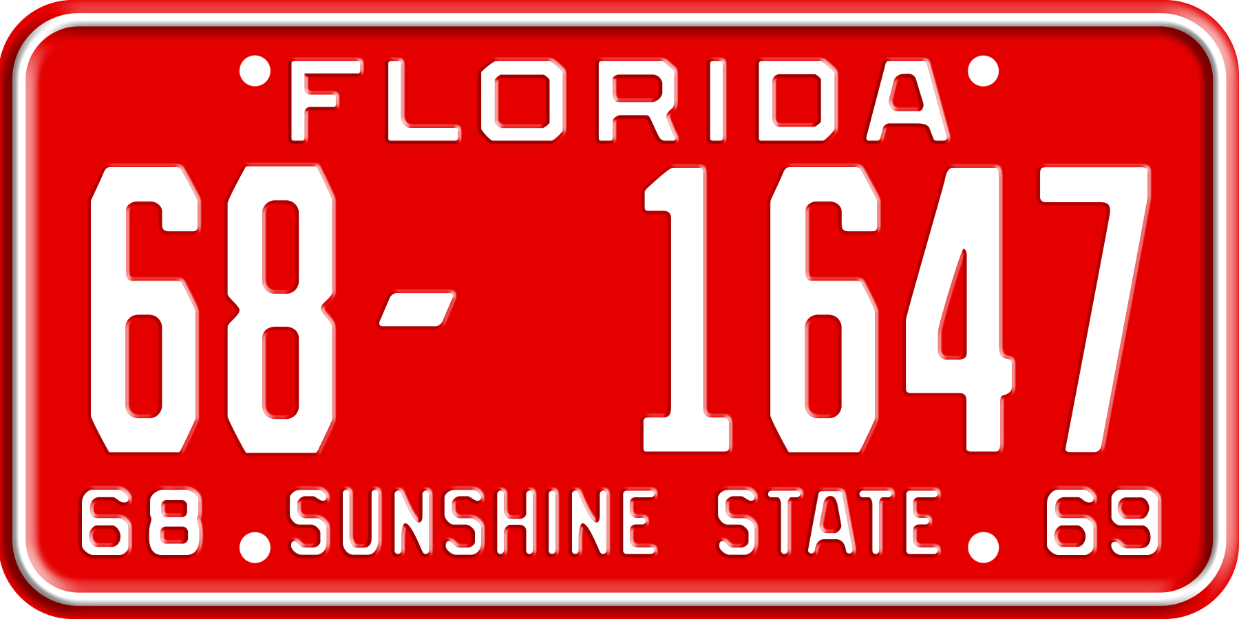 1968-1969 Florida License Plate