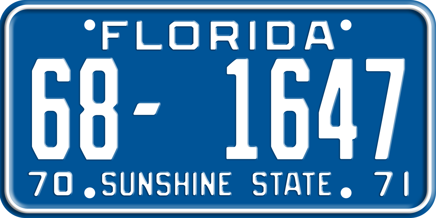 1970-1971 Florida License Plate