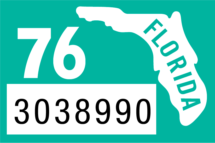 1976 Year Sticker on Florida License Plate