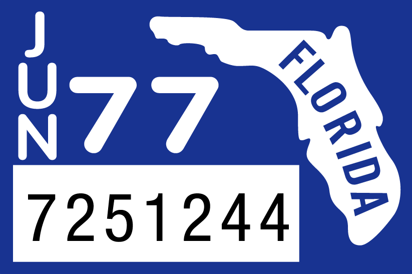 1977 June Sticker on Florida License Plate