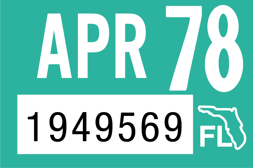 1978 April Sticker on Florida License Plate