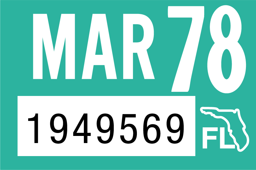 1978 March Sticker on Florida License Plate