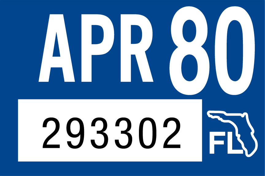 1980 April Sticker on Florida License Plate