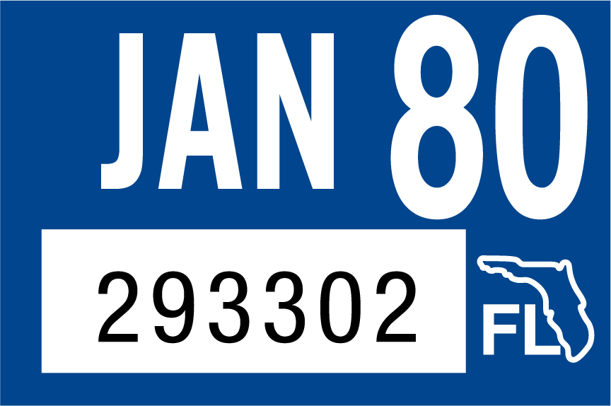 1980 January Sticker on Florida License Plate