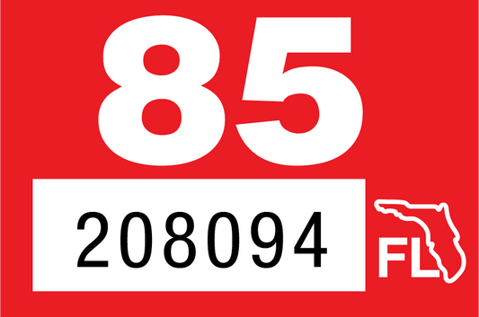 1985 Year Sticker on Florida License Plate