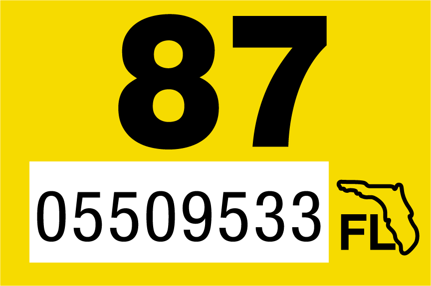 1987 Year Sticker on Florida License Plate