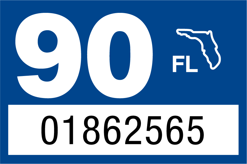 1990 Year Sticker on Florida License Plate