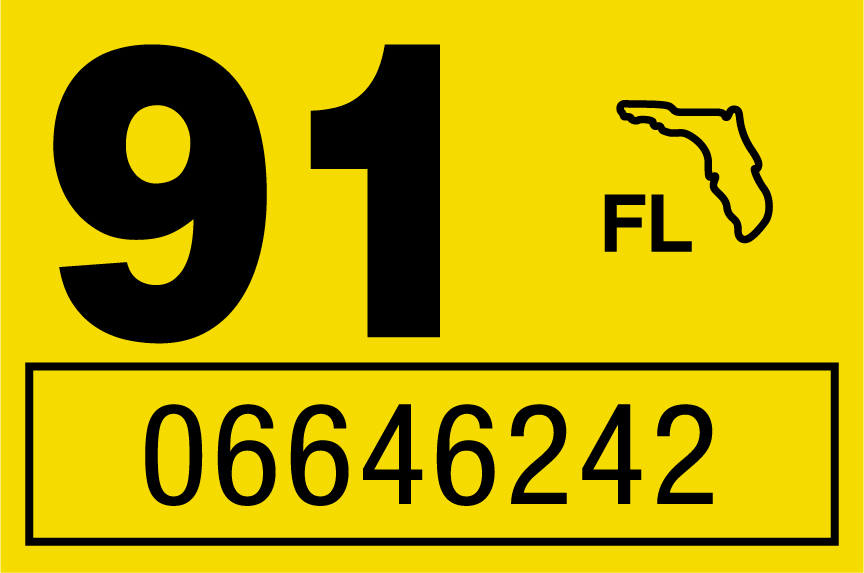 1991 Year Sticker on Florida License Plate