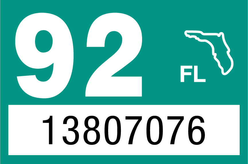 1992 Year Sticker on Florida License Plate