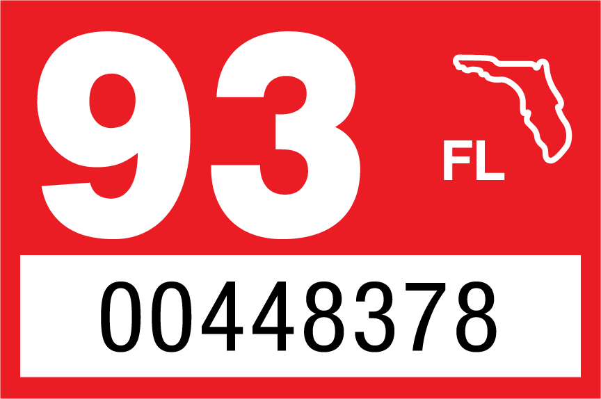 1993 Year Sticker on Florida License Plate