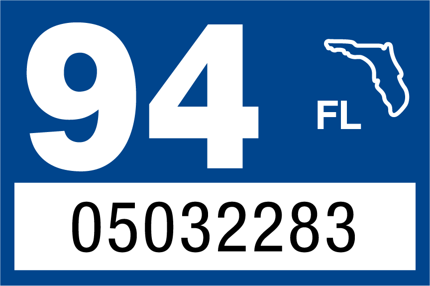 1994 Year Sticker on Florida License Plate