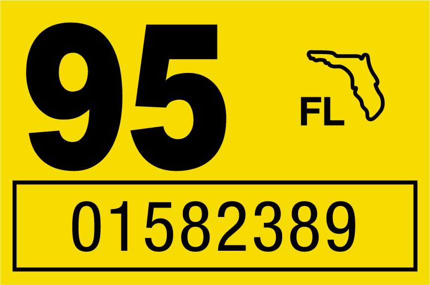 1995 Year Sticker on Florida License Plate