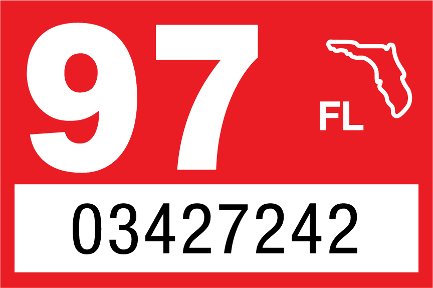 1997 Year Sticker on Florida License Plate