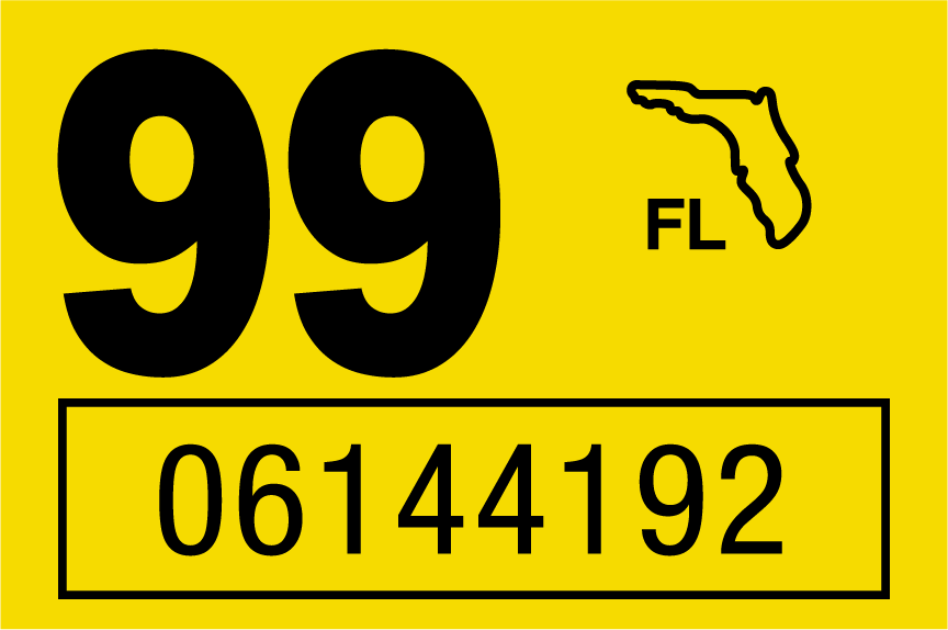 1999 Year Sticker on Florida License Plate