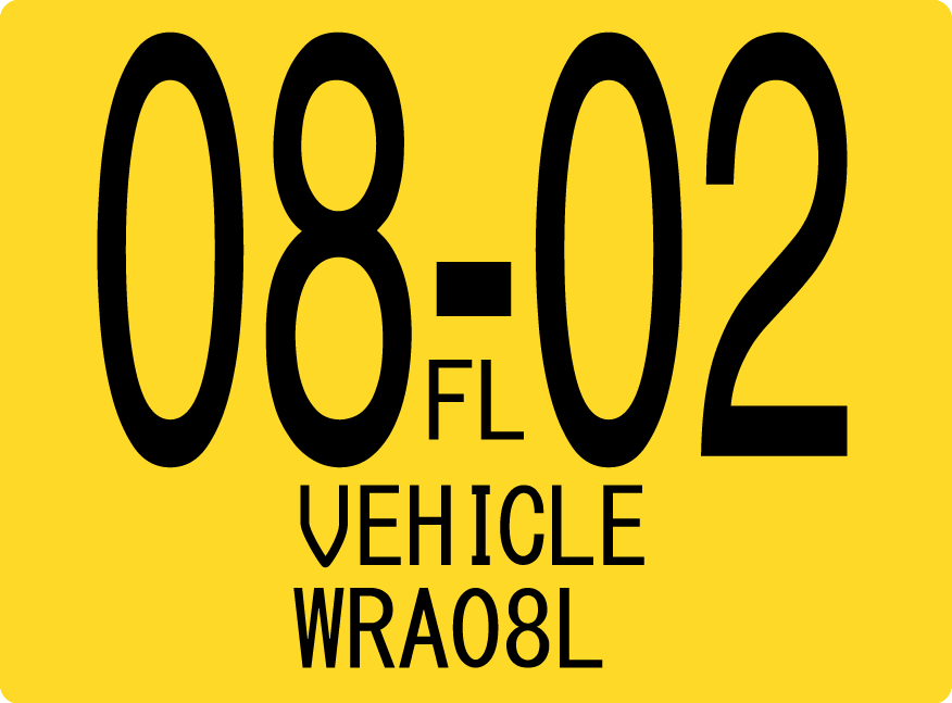 2002 August Sticker on Florida License Plate