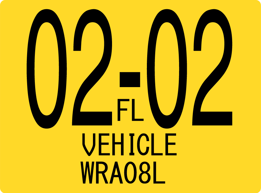 2002 February Sticker on Florida License Plate