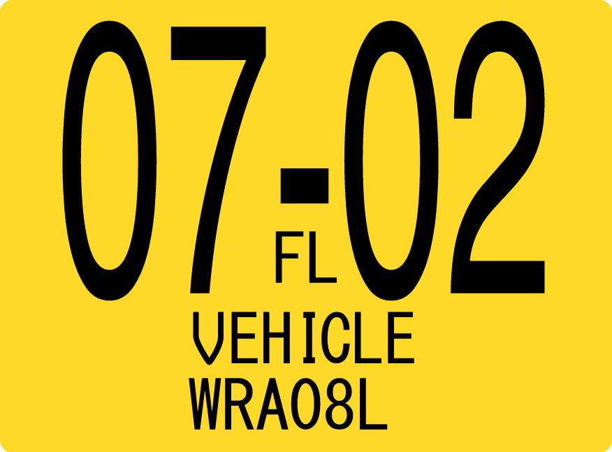 2002 July Sticker on Florida License Plate