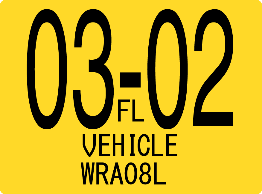 2002 March Sticker on Florida License Plate