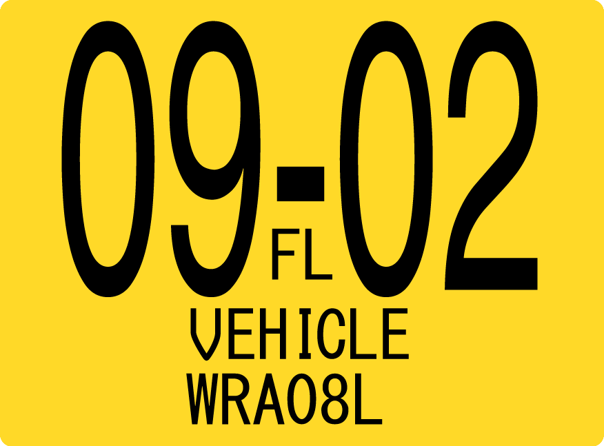 2002 September Sticker on Florida License Plate