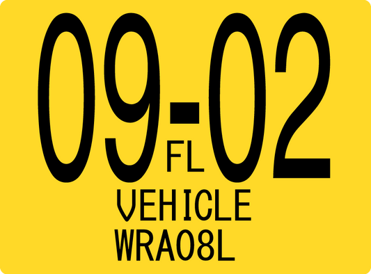 2002 September Sticker on Florida License Plate