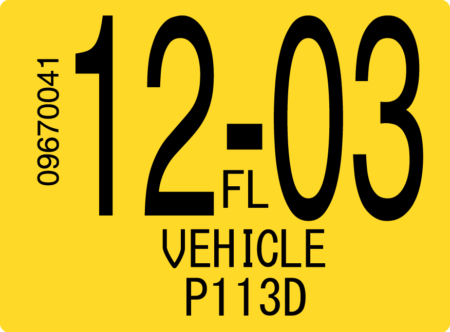 2003 December Sticker on Florida License Plate