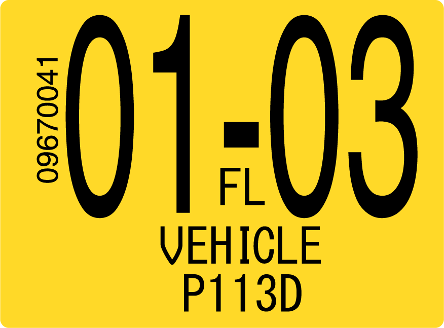 2003 January Sticker on Florida License Plate