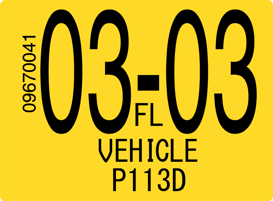 2003 March Sticker on Florida License Plate