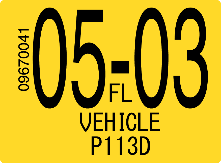 2003 May Sticker on Florida License Plate