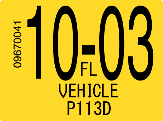 2003 October Sticker on Florida License Plate