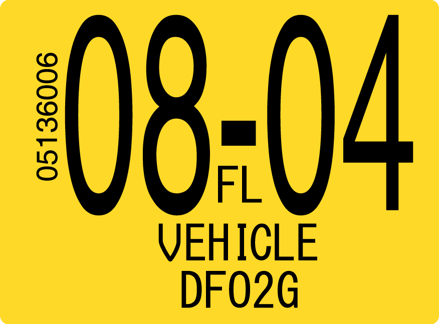 2004 August Sticker on Florida License Plate