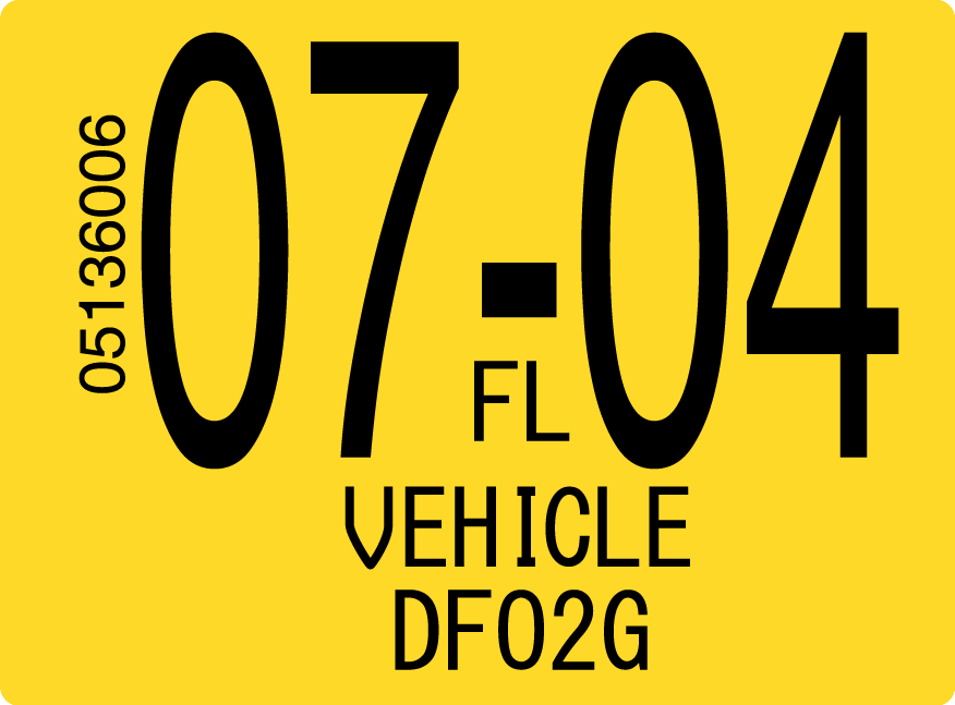 2004 July Sticker on Florida License Plate