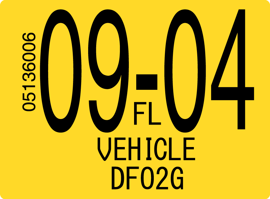 2004 September Sticker on Florida License Plate