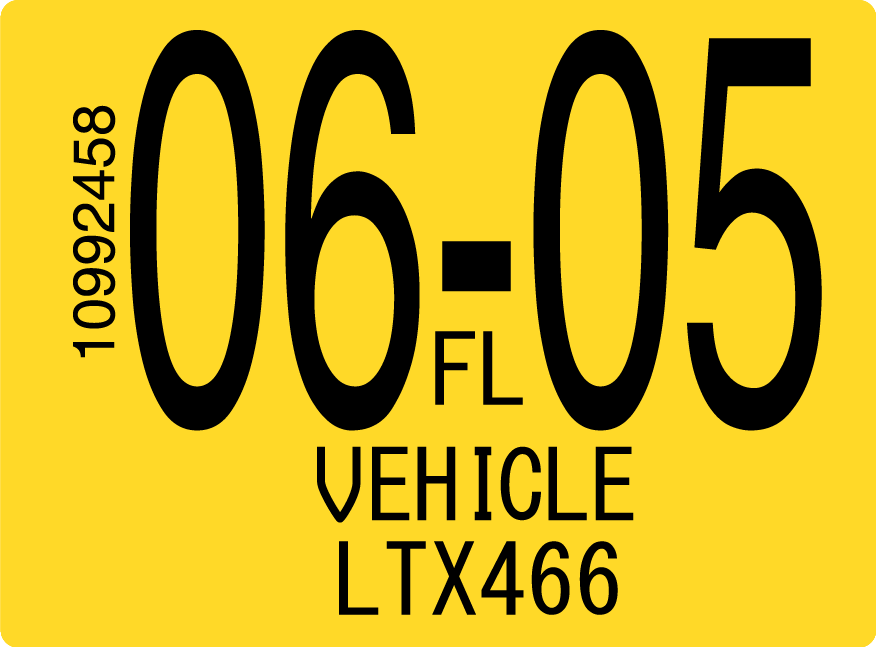 2005 June Sticker on Florida License Plate