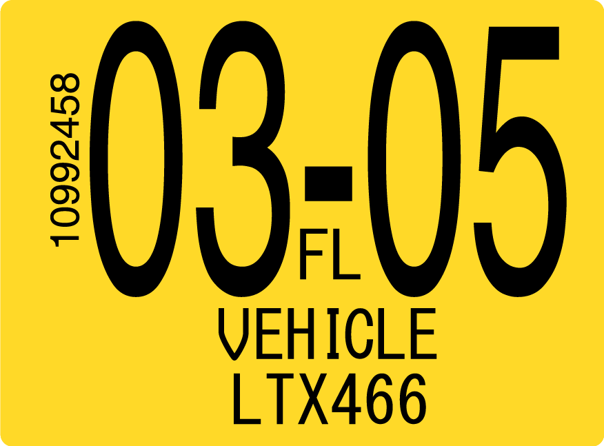 2005 March Sticker on Florida License Plate