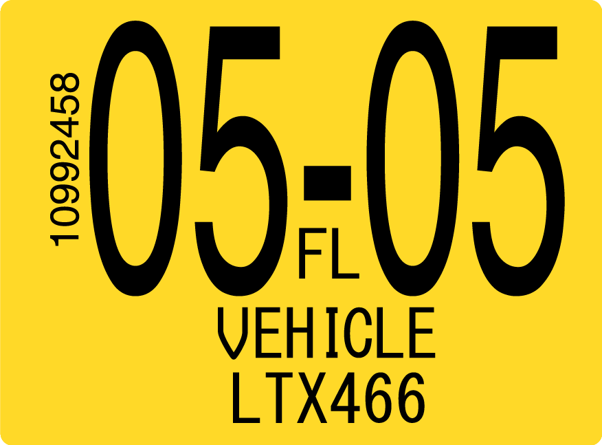 2005 May Sticker on Florida License Plate