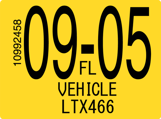 2005 September Sticker on Florida License Plate