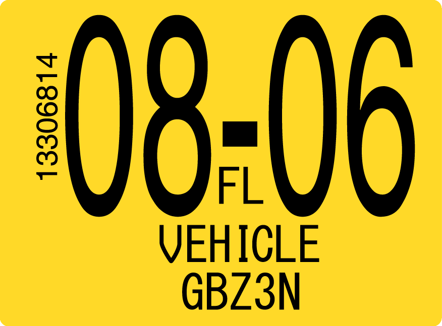 2006 August Sticker on Florida License Plate