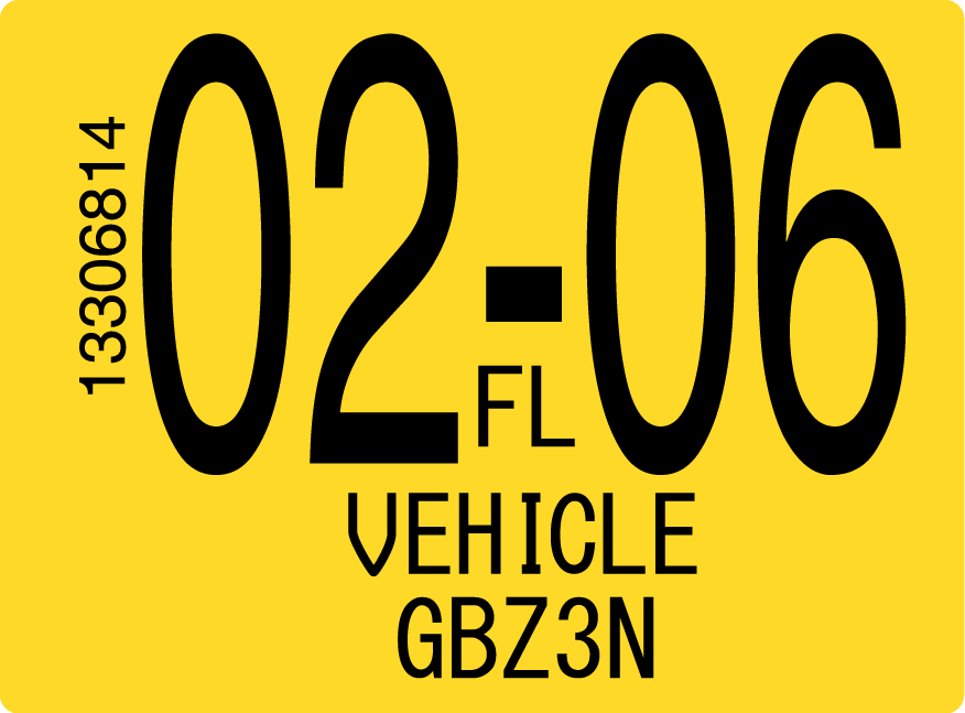 2006 February Sticker on Florida License Plate