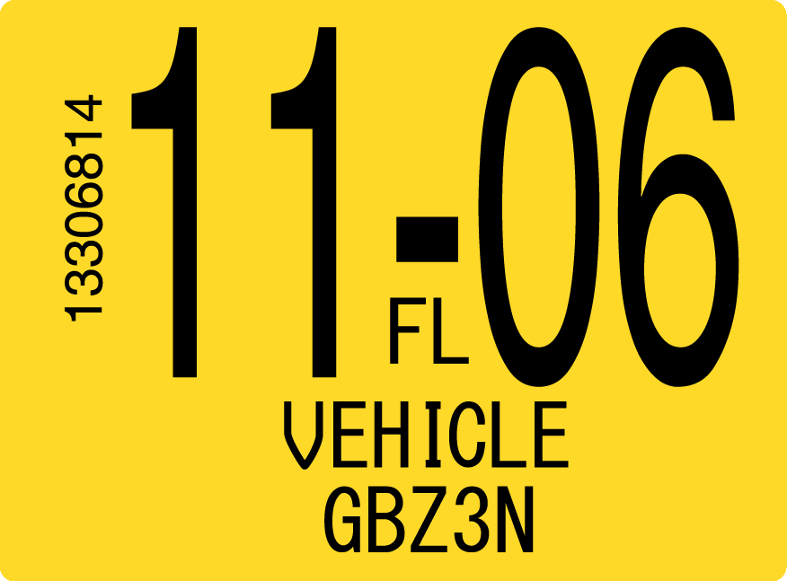 2006 November Sticker on Florida License Plate