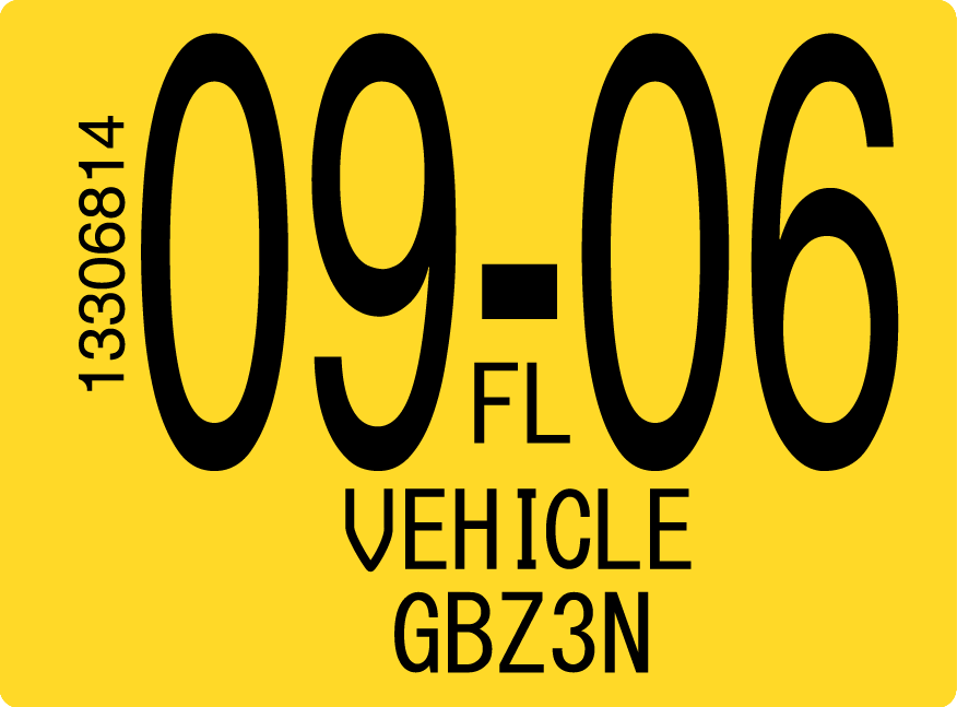 2006 September Sticker on Florida License Plate