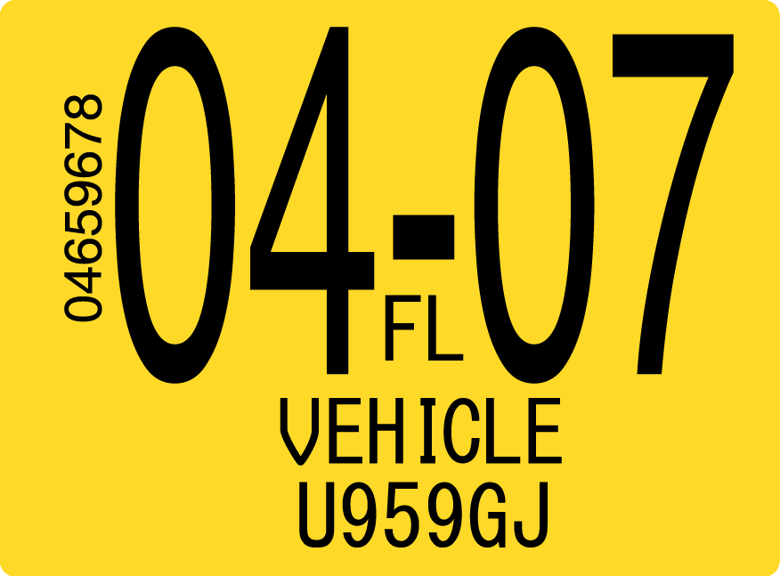 2007 April Sticker on Florida License Plate