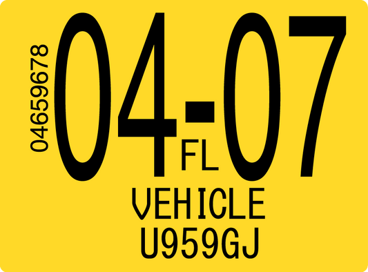 2007 April Sticker on Florida License Plate