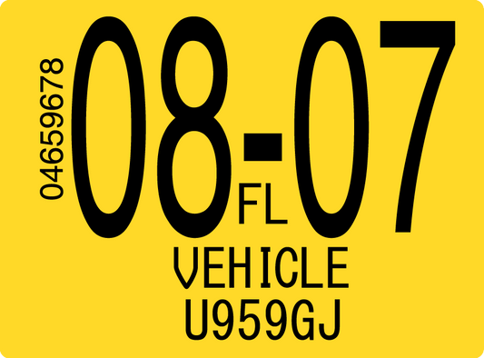 2007 August Sticker on Florida License Plate