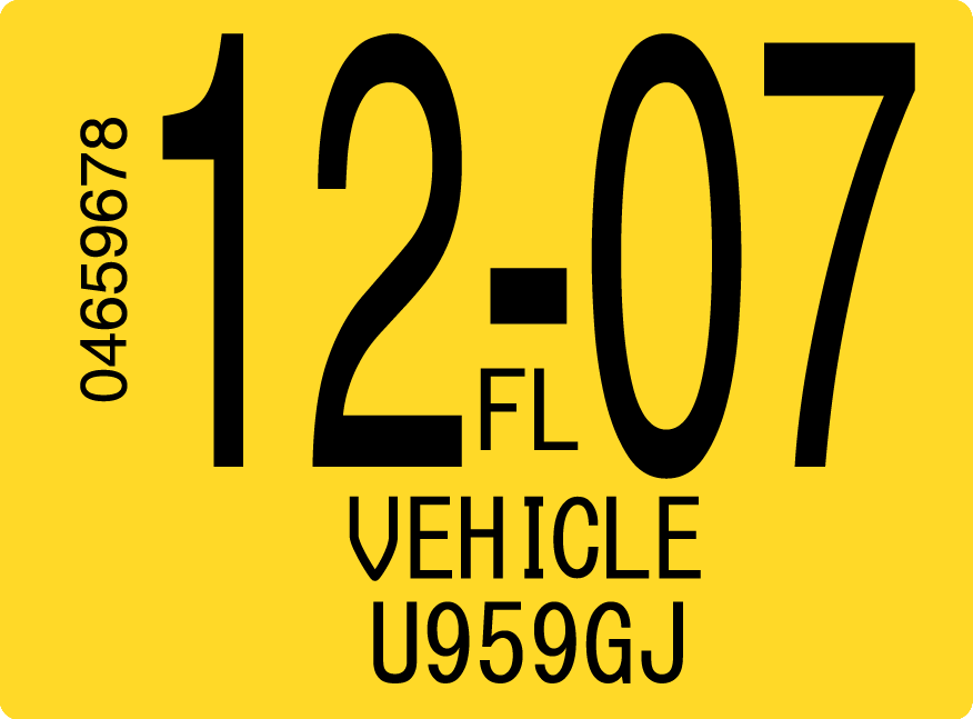 2007 December Sticker on Florida License Plate