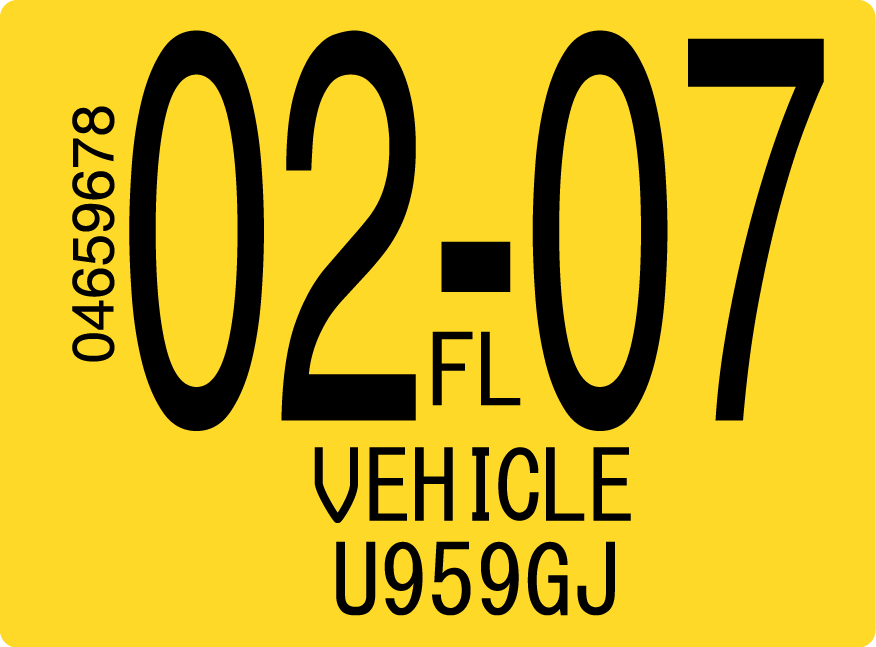 2007 February Sticker on Florida License Plate