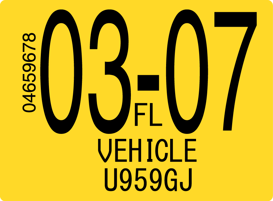 2007 March Sticker on Florida License Plate