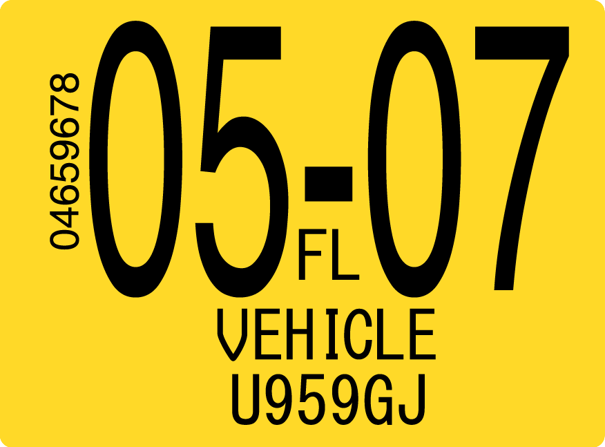 2007 May Sticker on Florida License Plate