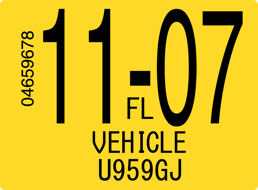 2007 November Sticker on Florida License Plate